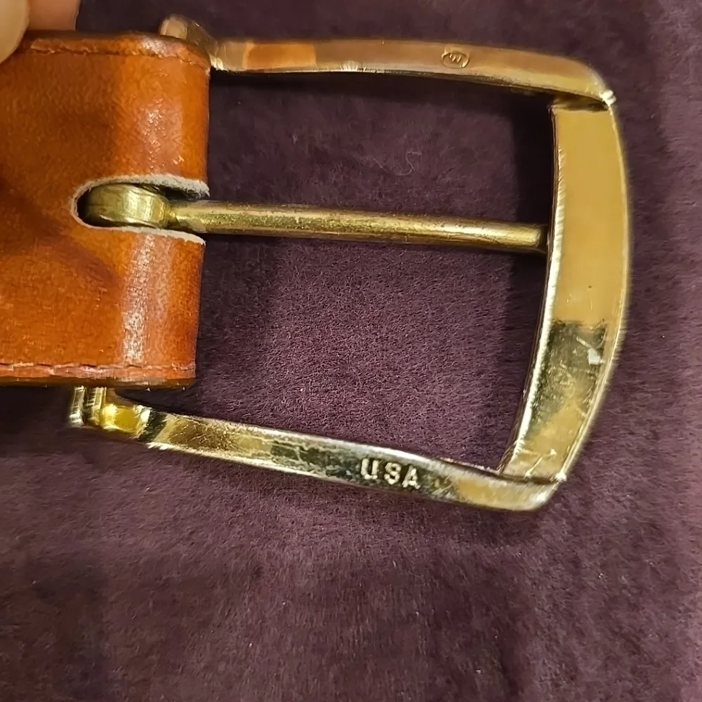 Tony Lama Leather Belt w/ Cowhide